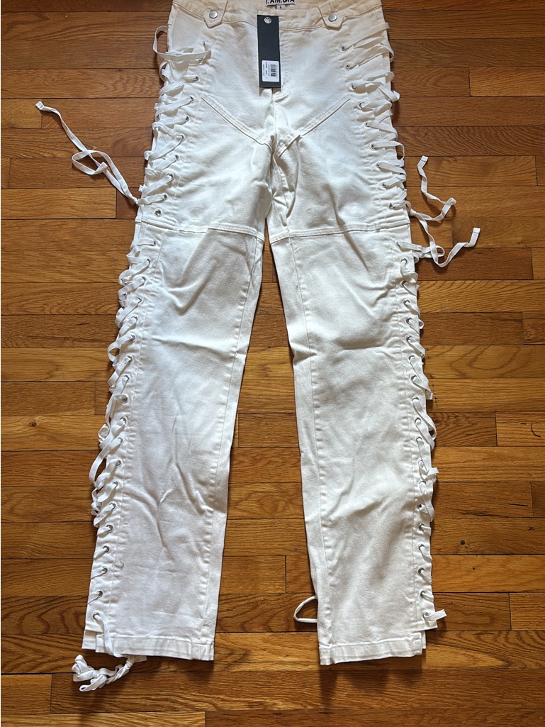 Nwt I.Am.Gia Holly Laced Side White Jeans